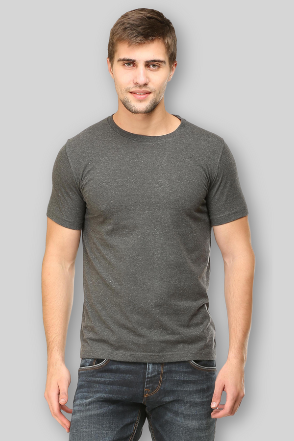 Charcoal Melange T Shirt For Men - WowWaves