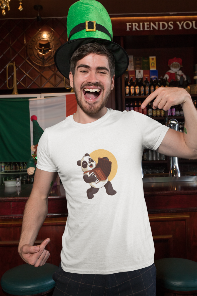 Panda Melody Printed T-Shirt For Men - WowWaves