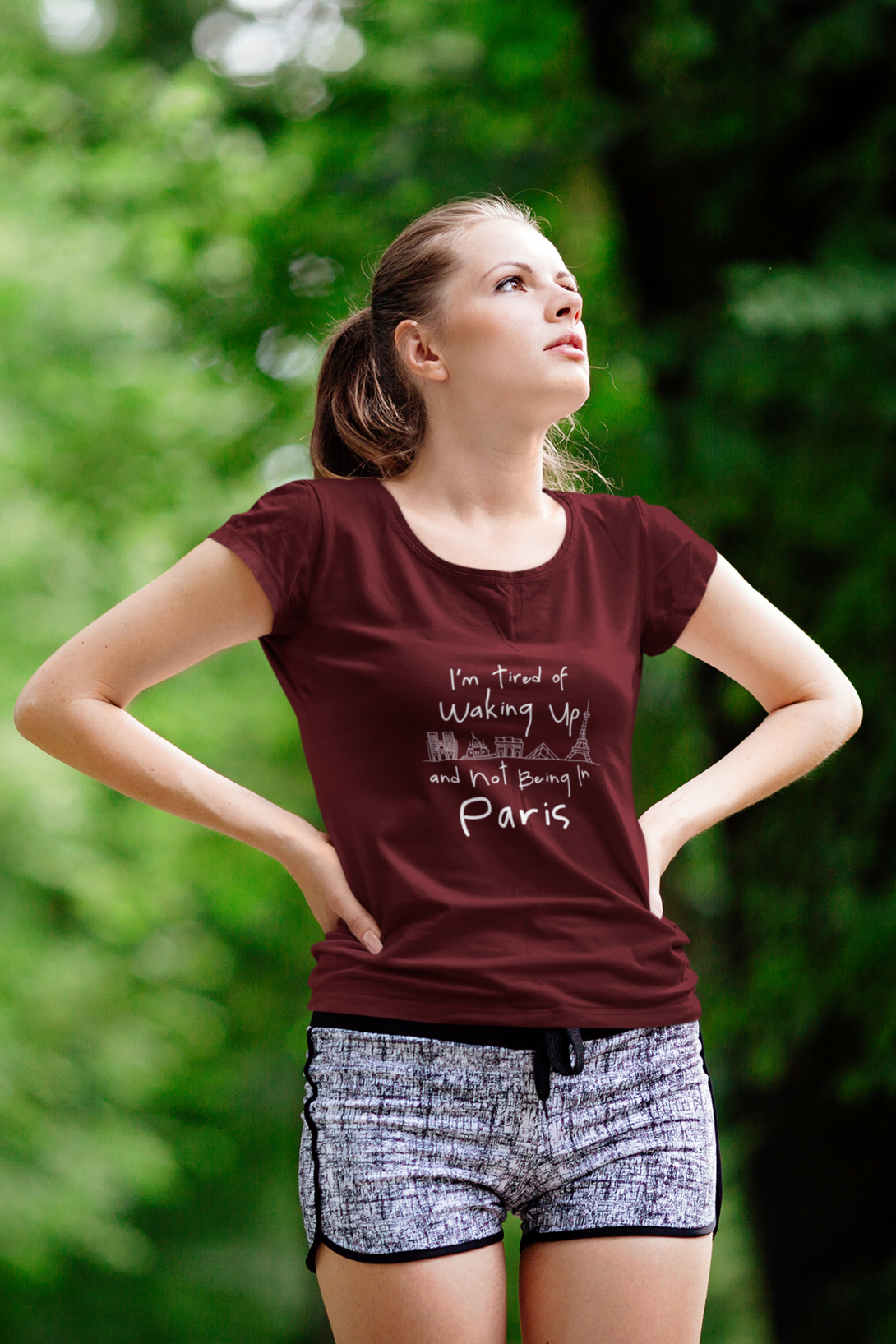 Paris Dreaming Printed Scoop Neck T-Shirt For Women - WowWaves - 4