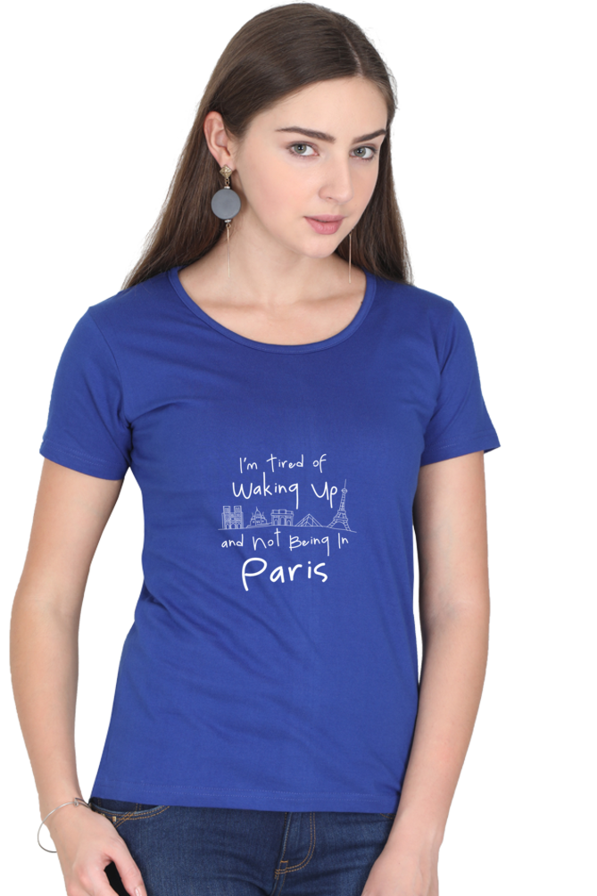 Paris Dreaming Printed Scoop Neck T-Shirt For Women - WowWaves - 9