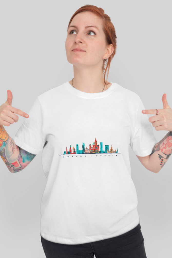 Moscow Skyline Printed T-Shirt For Women - WowWaves - 8