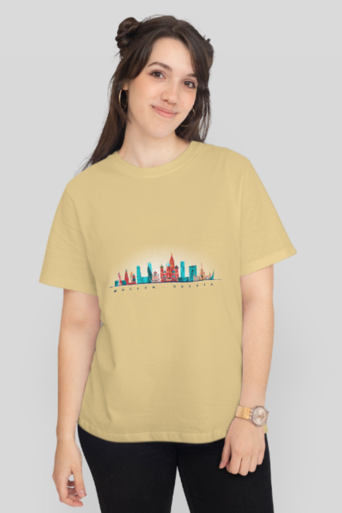 Moscow Skyline Printed T-Shirt For Women - WowWaves - 5