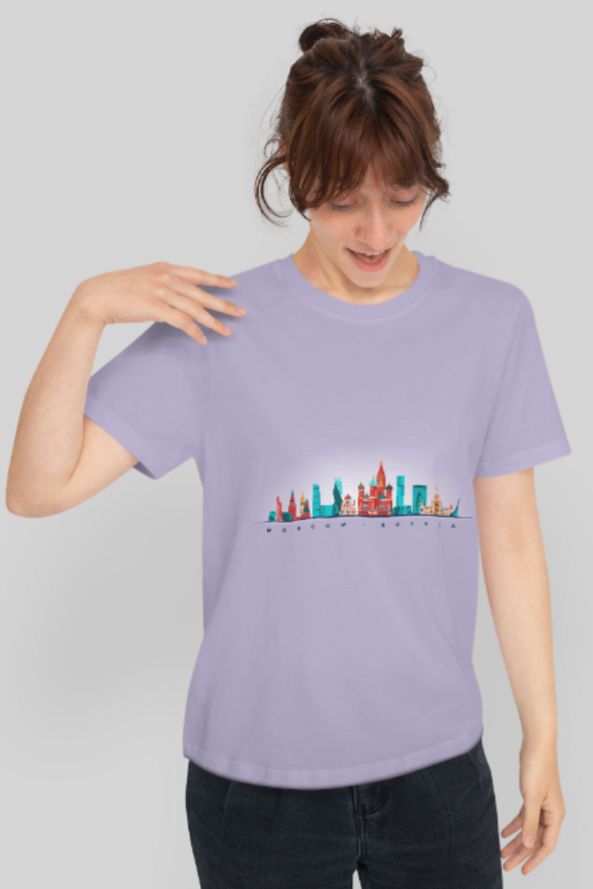 Moscow Skyline Printed T-Shirt For Women - WowWaves - 7