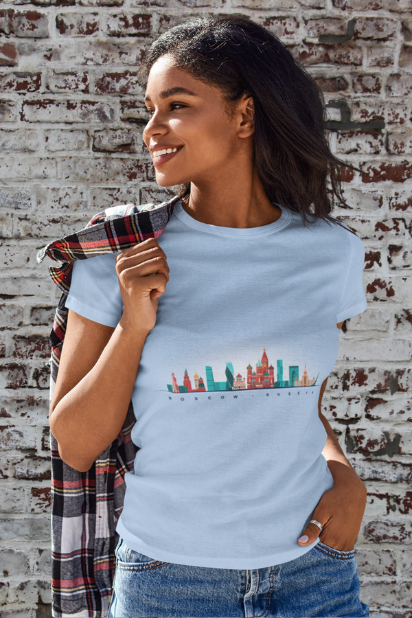 Moscow Skyline Printed T-Shirt For Women - WowWaves
