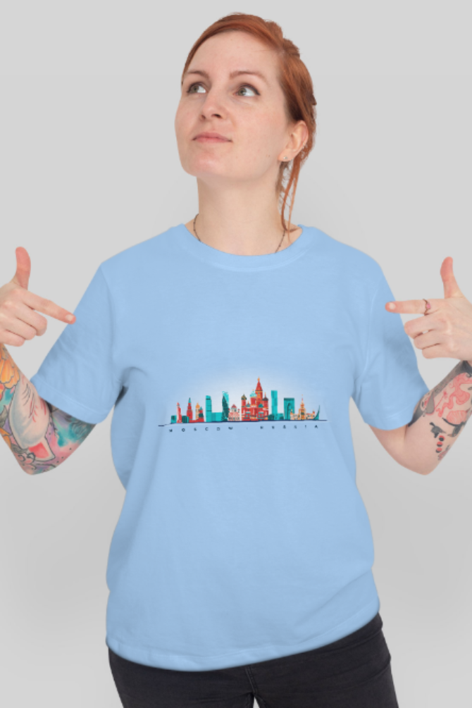 Moscow Skyline Printed T-Shirt For Women - WowWaves - 6
