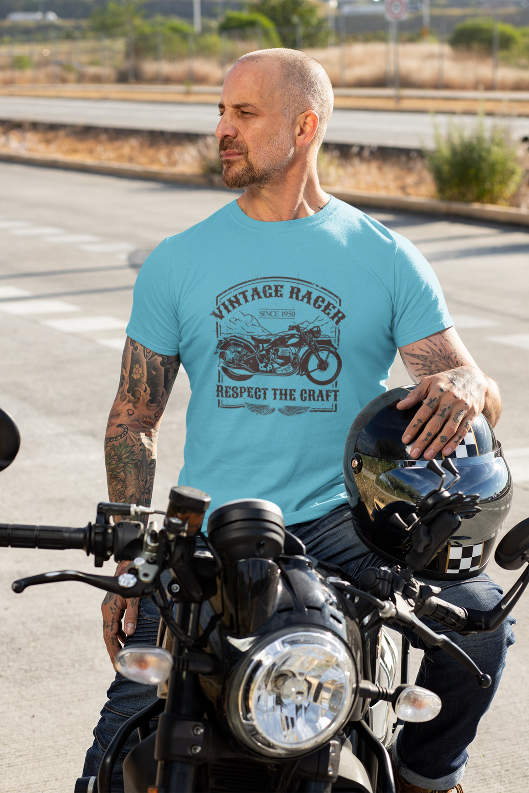 Classic Moto Printed T-Shirt For Men - WowWaves