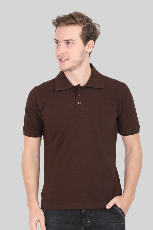 Coffee Brown Polo T-Shirt For Men - WowWaves