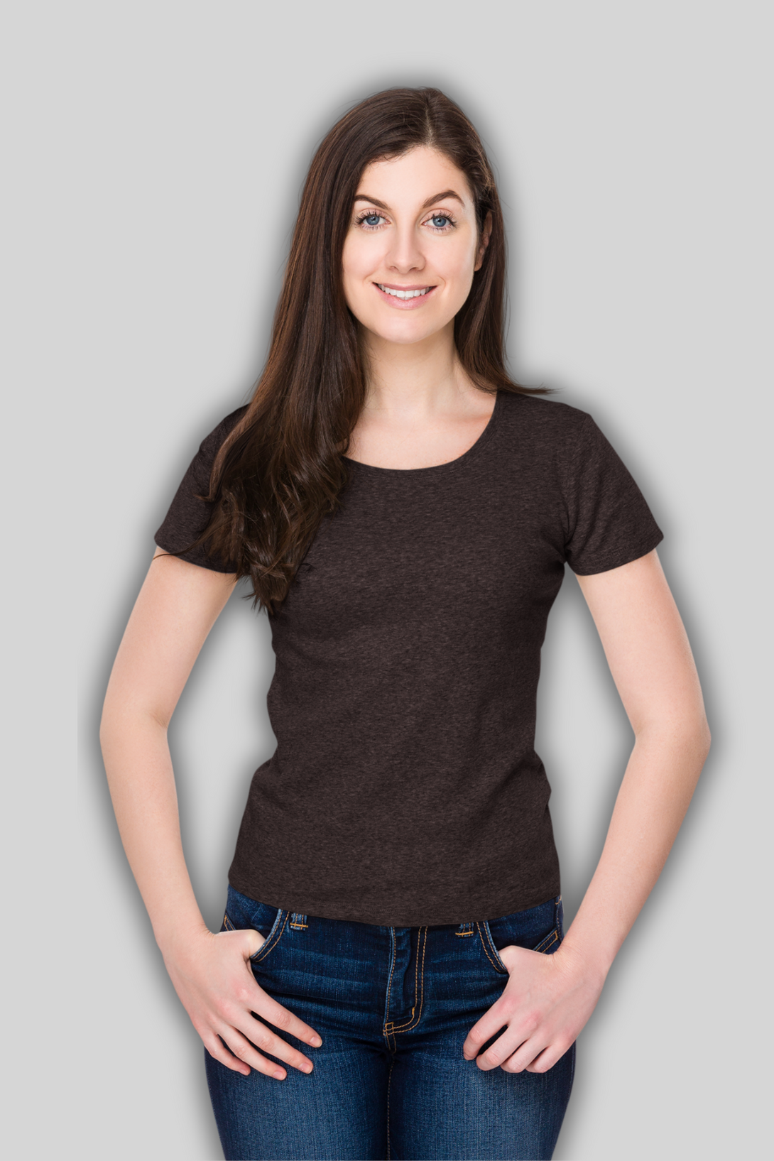 Coffee Brown Scoop Neck T-Shirt For Women - WowWaves - 2
