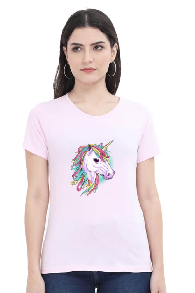 Colorful Unicorn Printed Scoop Neck T-Shirt For Women - WowWaves - 10