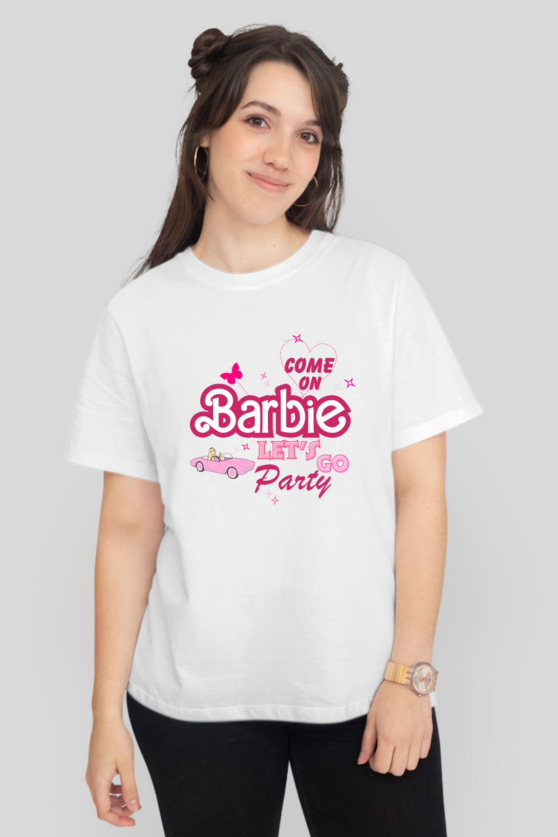 Come On Barbie Let'S Go Party Printed T-Shirt For Women - WowWaves - 6