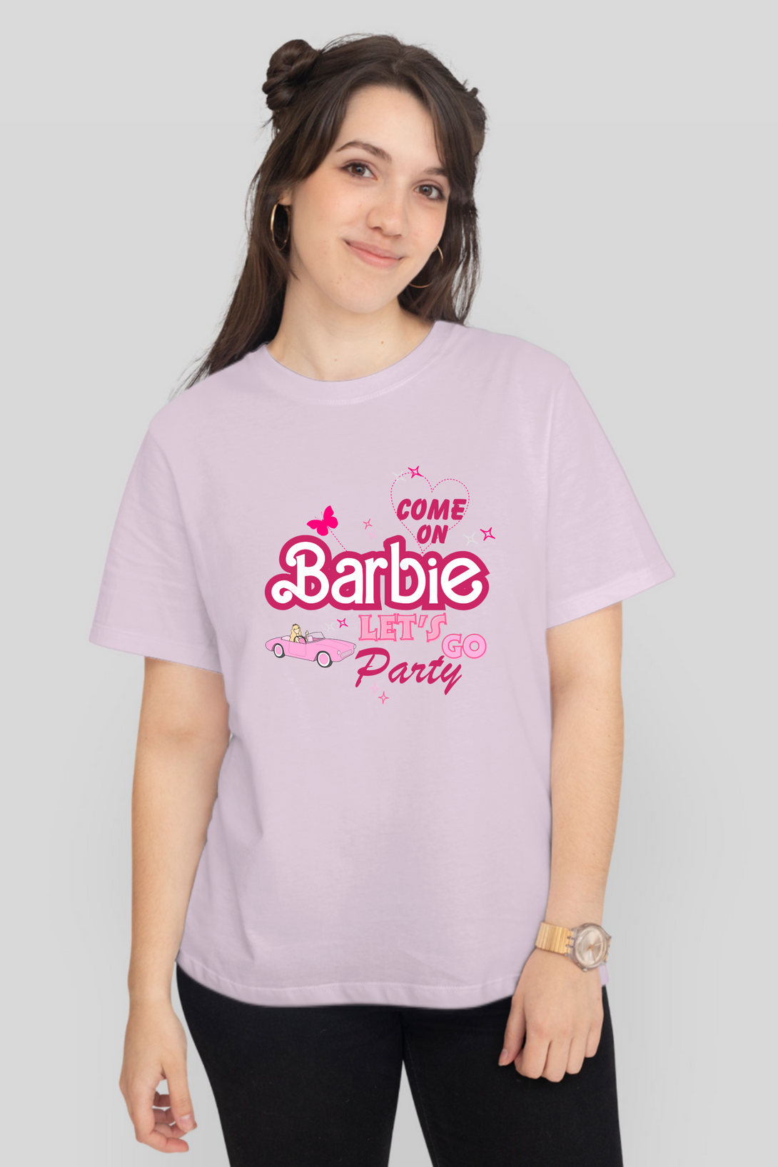 Come On Barbie Let'S Go Party Printed T-Shirt For Women - WowWaves - 5