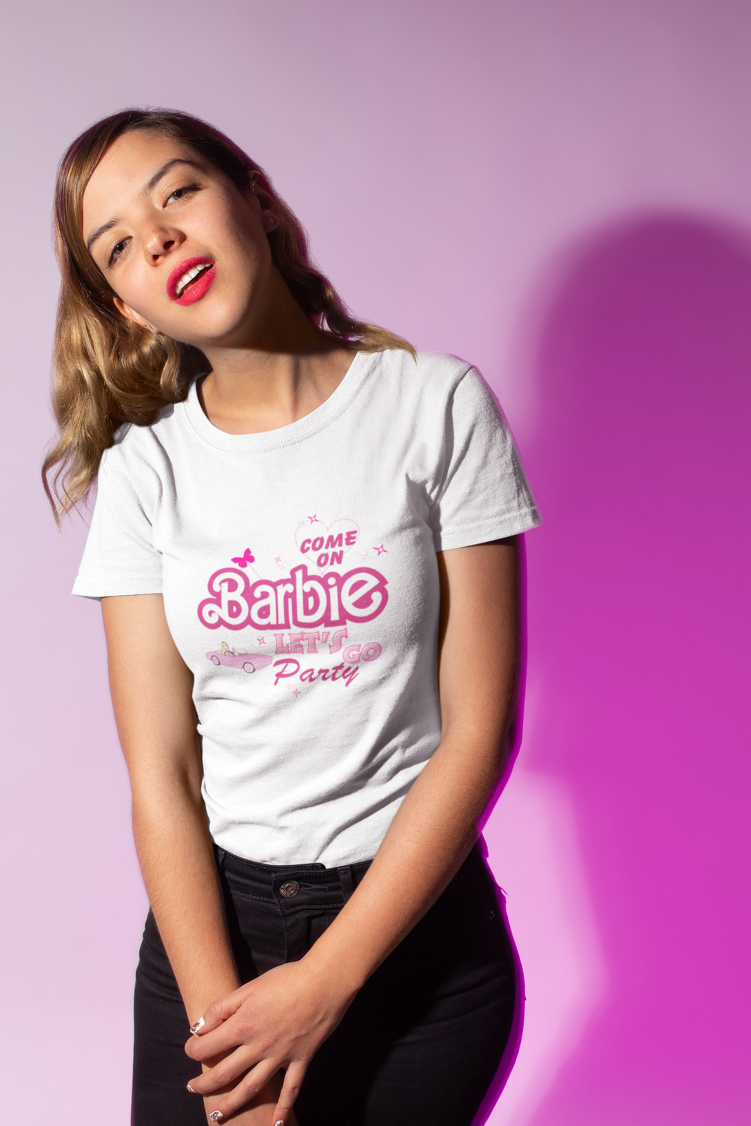 Come On Barbie Let'S Go Party Printed T-Shirt For Women - WowWaves - 3
