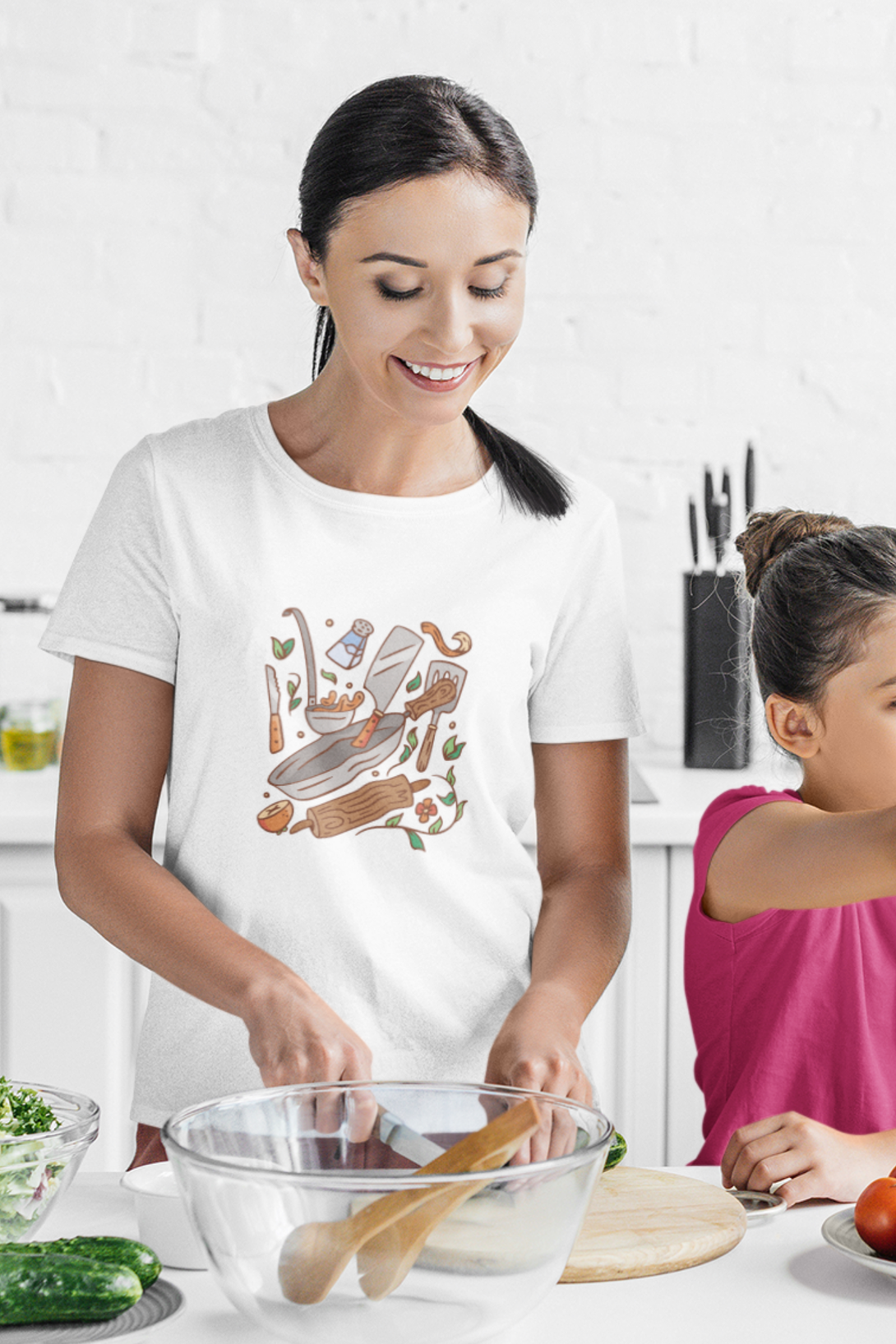 Kitchen Elements Printed T-Shirt For Women - WowWaves - 4