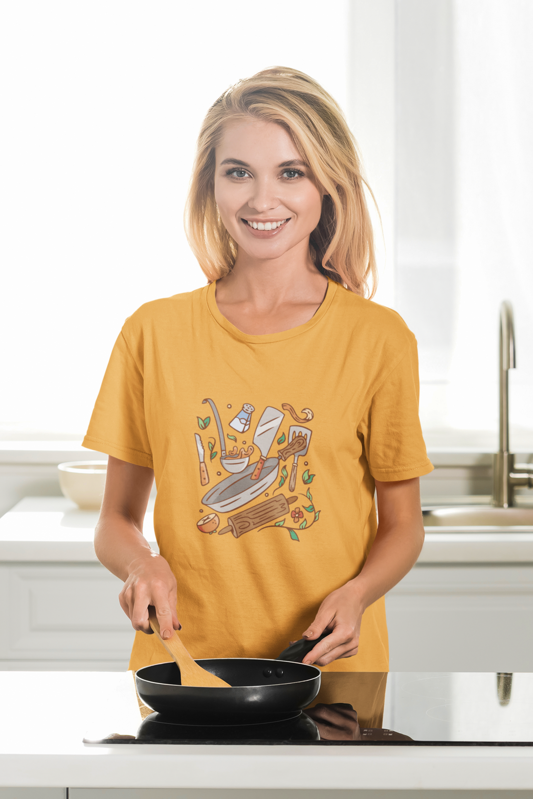 Kitchen Elements Printed T-Shirt For Women - WowWaves - 7