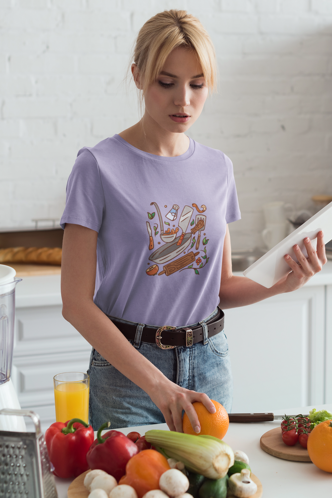 Kitchen Elements Printed T-Shirt For Women - WowWaves - 5