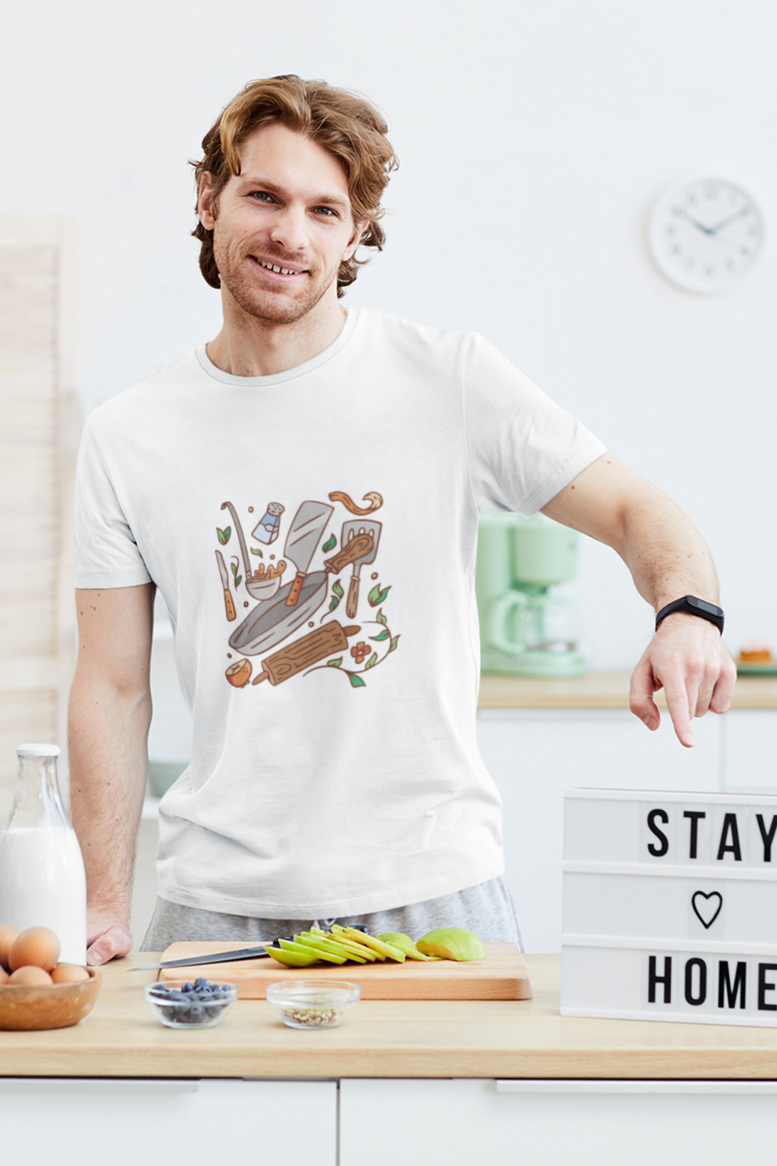 Kitchen Elements Printed T-Shirt For Men - WowWaves