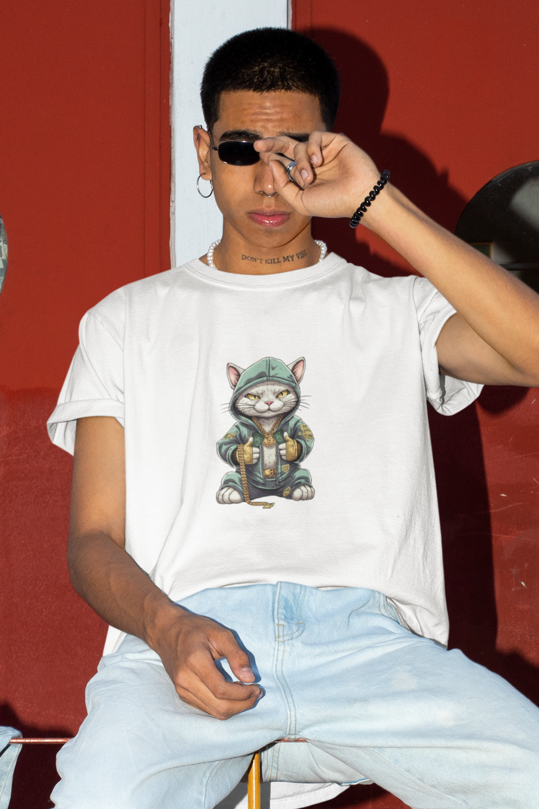 Cool Cat Printed T-Shirt For Men - WowWaves - 4