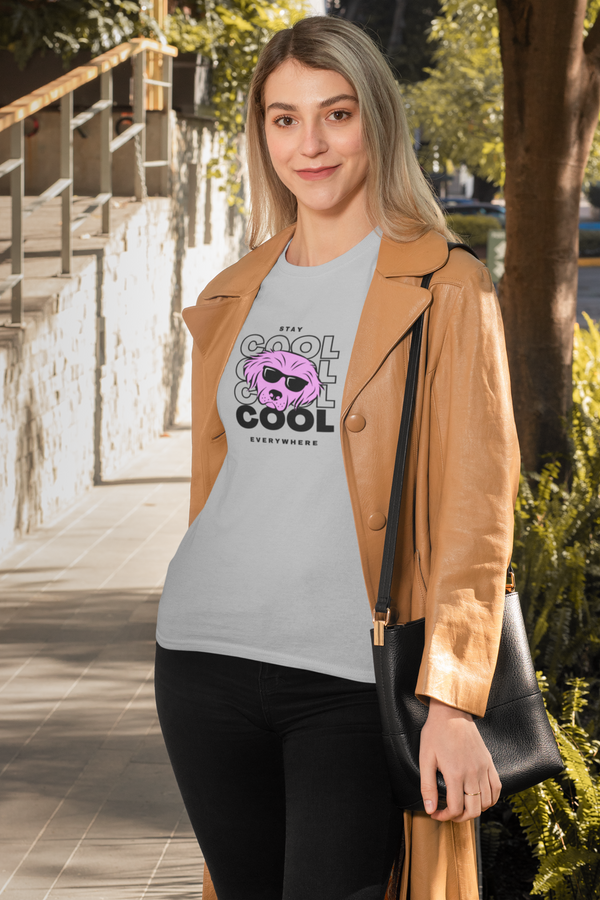 Stay Cool Everywhere Printed T-Shirt For Women - WowWaves