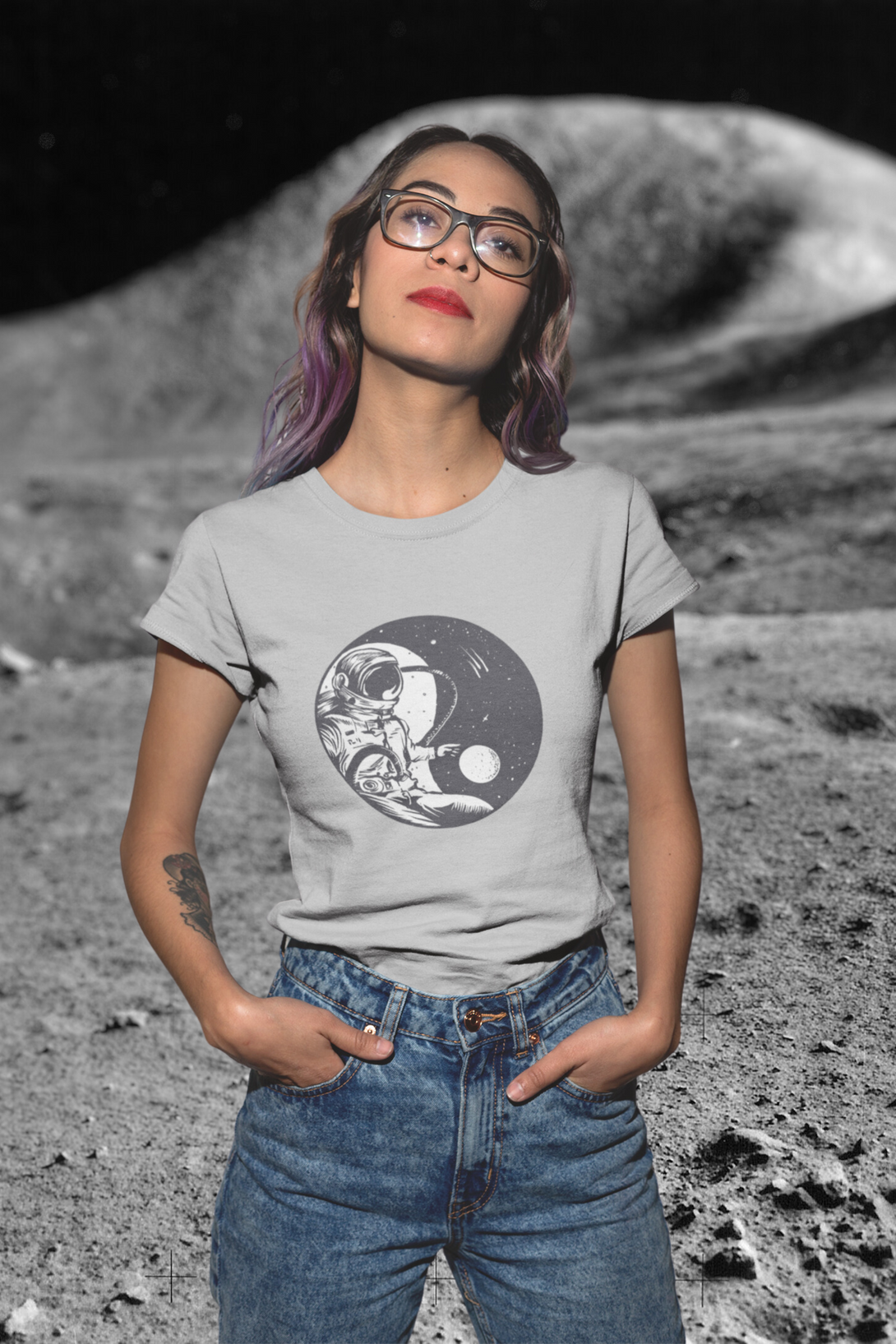 Cosmic Balance Printed T-Shirt For Women - WowWaves - 5