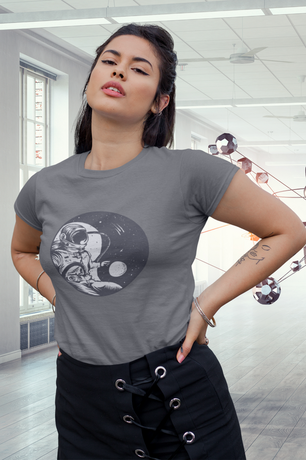 Cosmic Balance Printed T-Shirt For Women - WowWaves