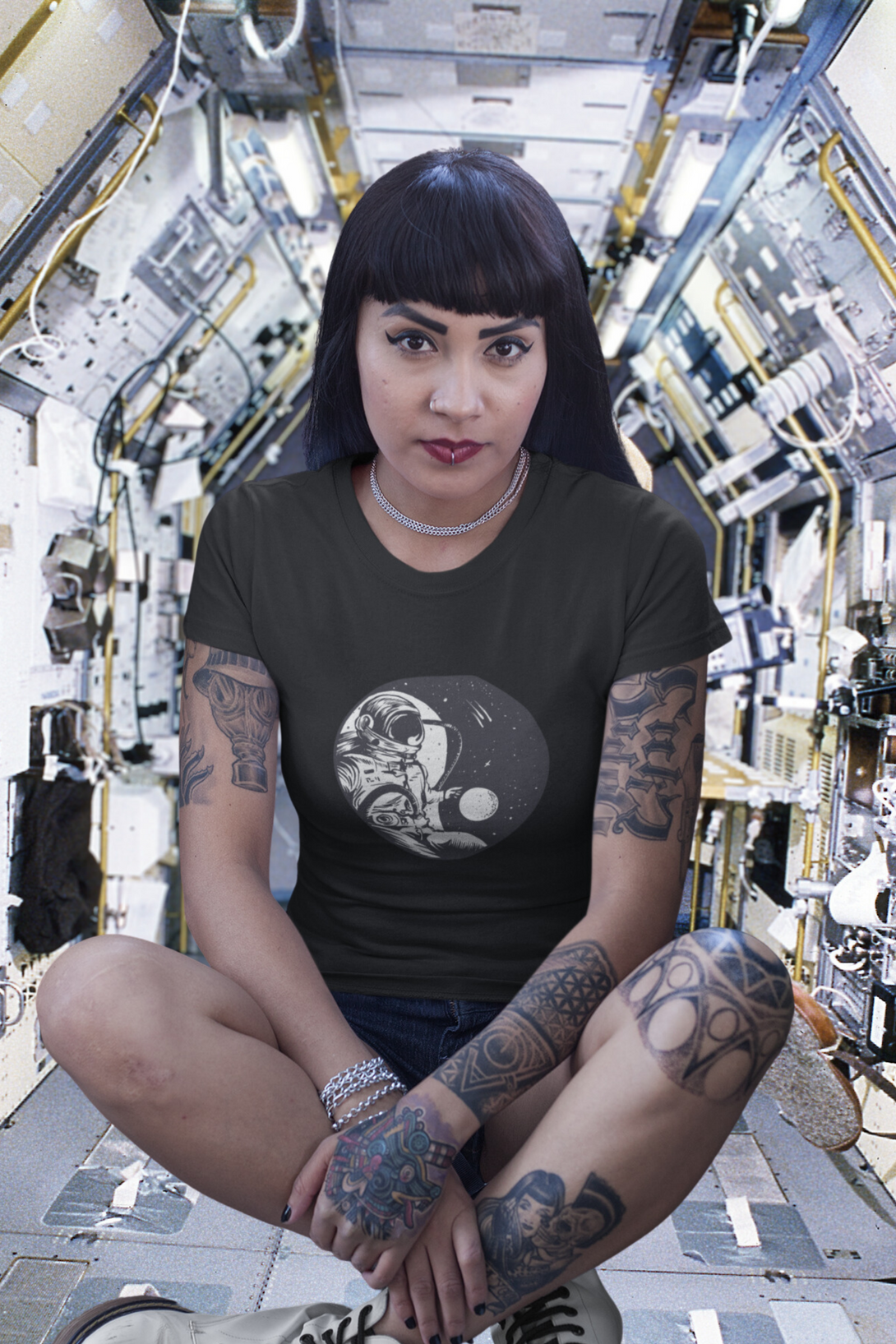 Cosmic Balance Printed T-Shirt For Women - WowWaves - 6