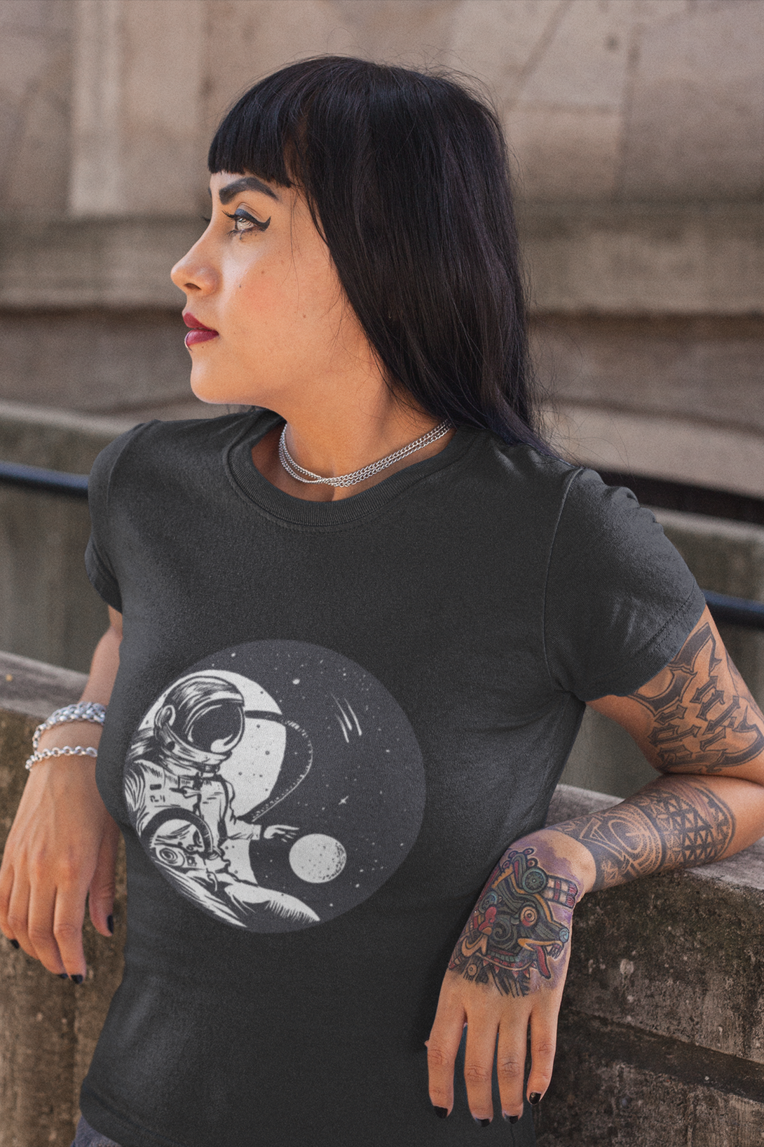 Cosmic Balance Printed T-Shirt For Women - WowWaves - 2