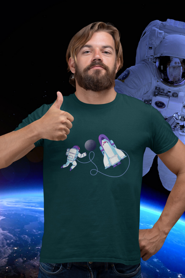 Cosmic Spacewalk Printed T-Shirt For Men - WowWaves