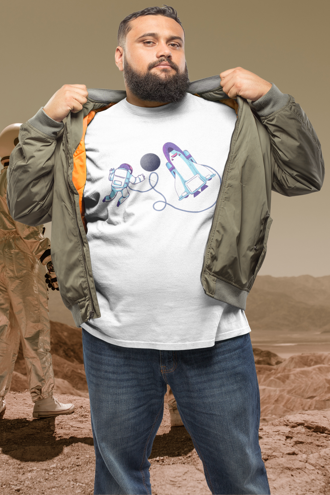 Cosmic Spacewalk Printed T-Shirt For Men - WowWaves - 4
