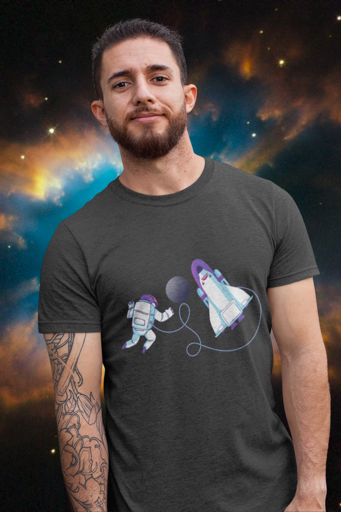 Cosmic Spacewalk Printed T-Shirt For Men - WowWaves - 5