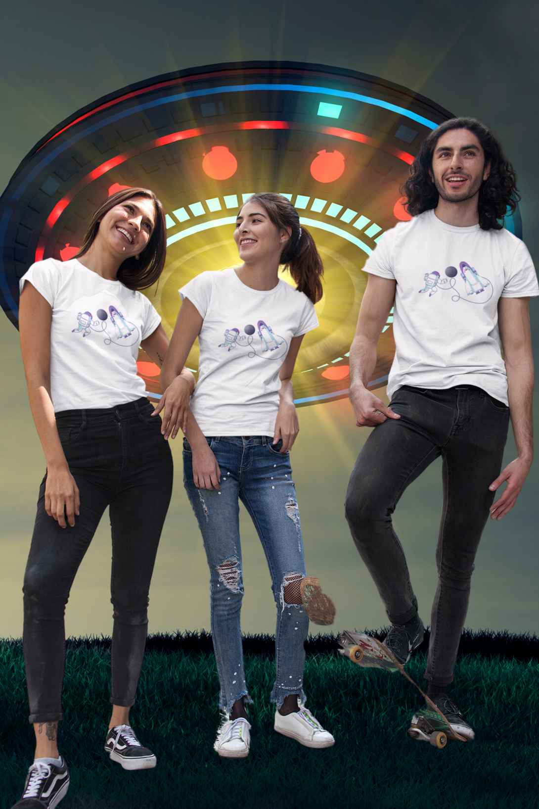 Cosmic Spacewalk Printed T-Shirt For Women - WowWaves - 9