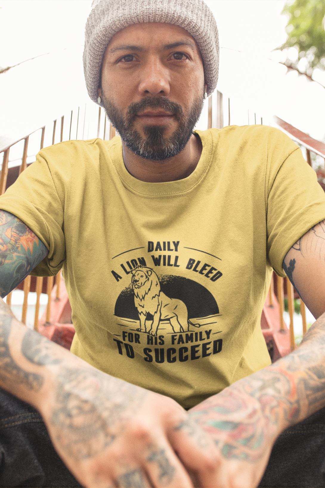 Lion Success Printed T-Shirt For Men - WowWaves - 3