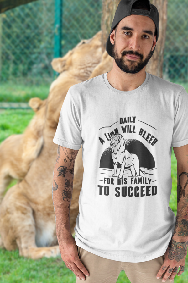 Lion Success Printed T-Shirt For Men - WowWaves