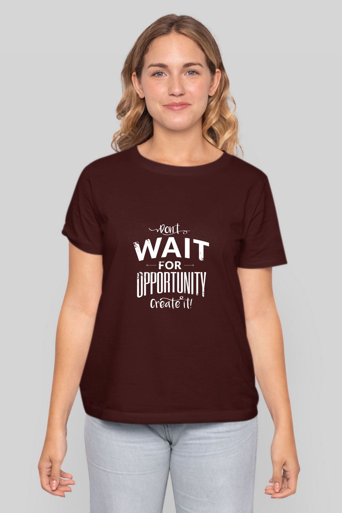 Create Opportunity Printed T-Shirt For Women - WowWaves - 9
