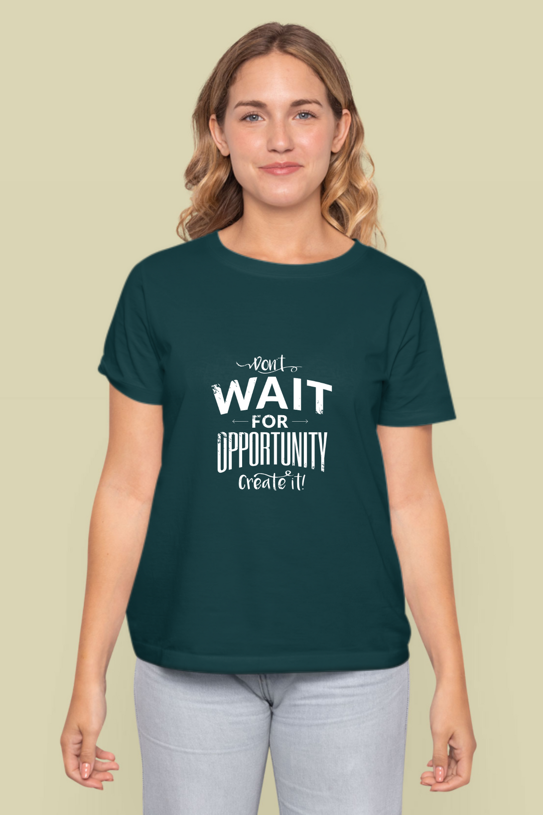 Create Opportunity Printed T-Shirt For Women - WowWaves - 12
