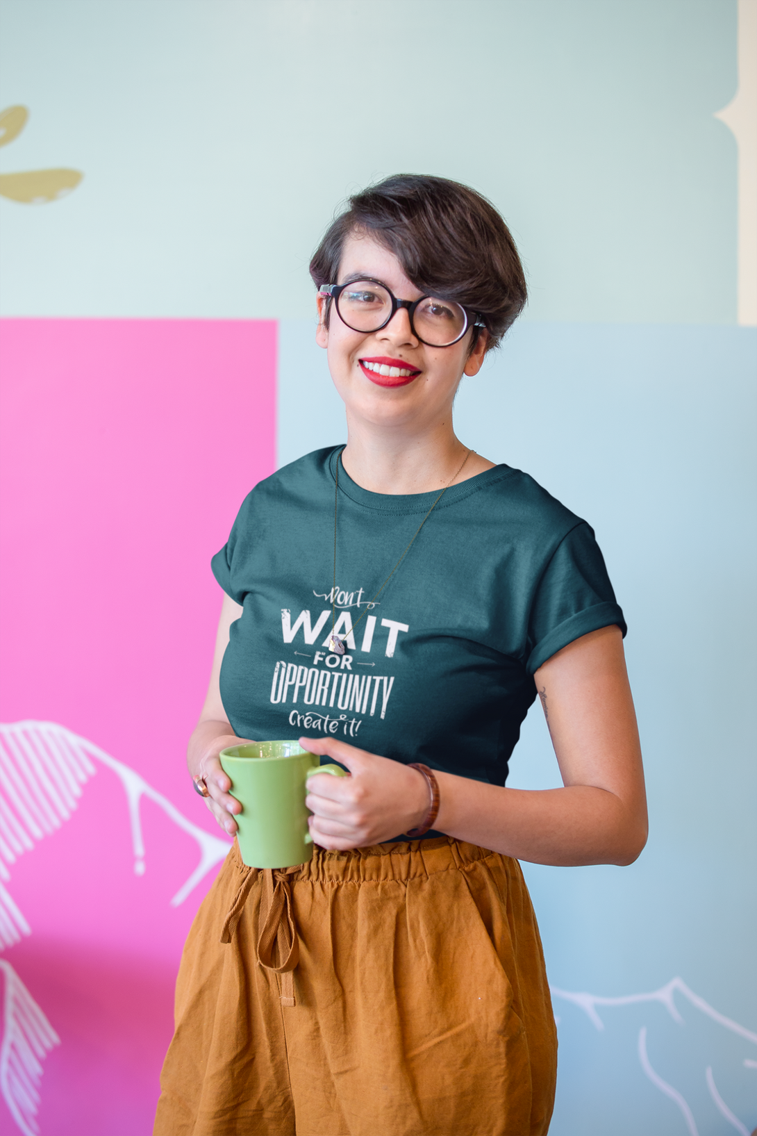 Create Opportunity Printed T-Shirt For Women - WowWaves - 6