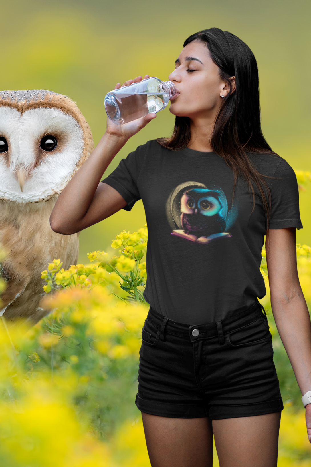 Cute Owl Printed T-Shirt For Women - WowWaves - 3