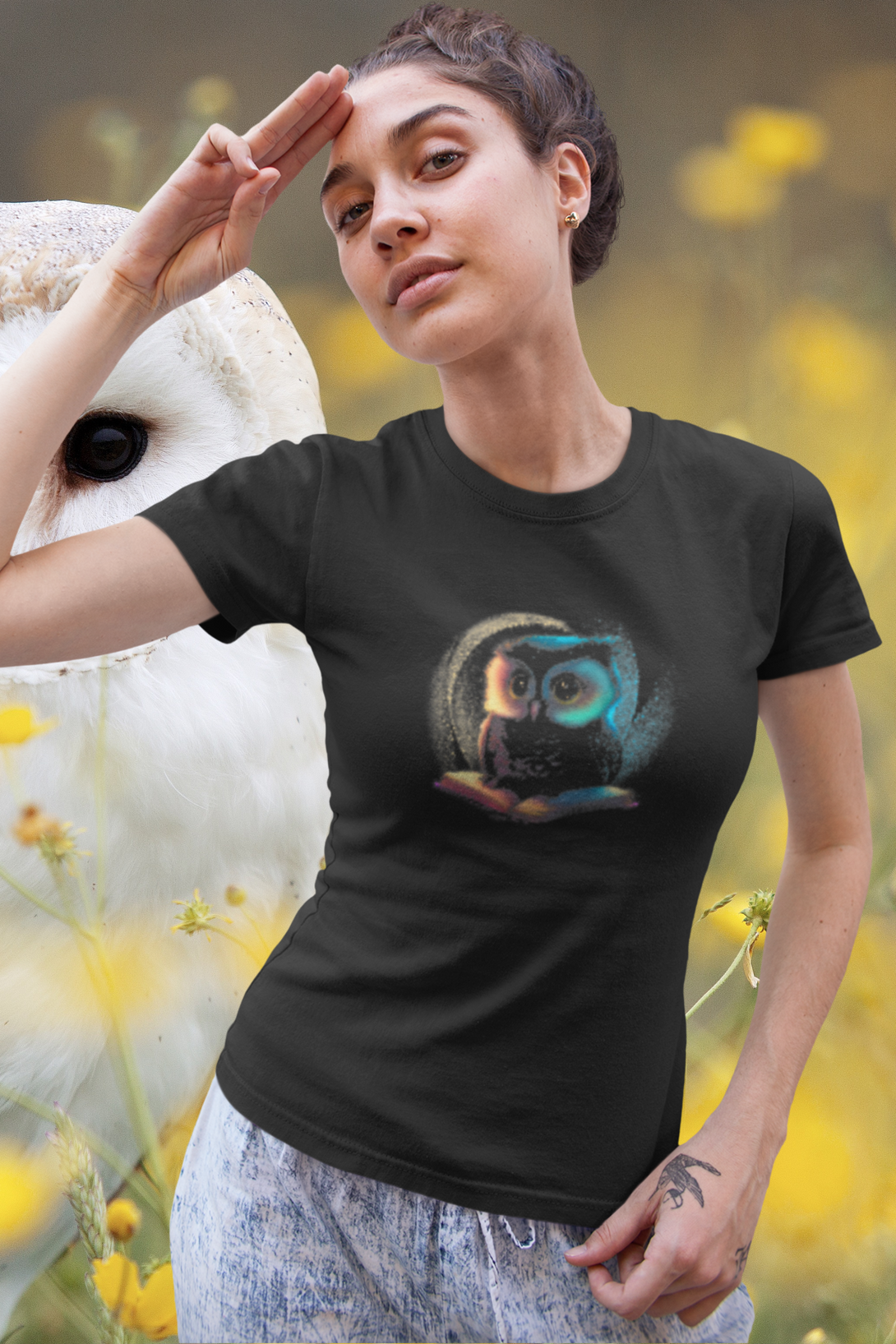 Cute Owl Printed T-Shirt For Women - WowWaves - 2