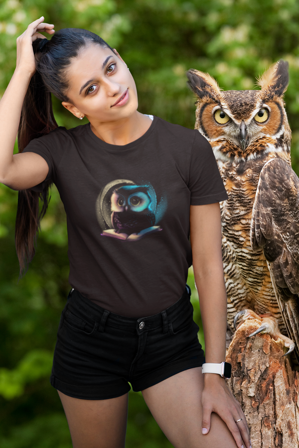 Cute Owl Printed T-Shirt For Women - WowWaves
