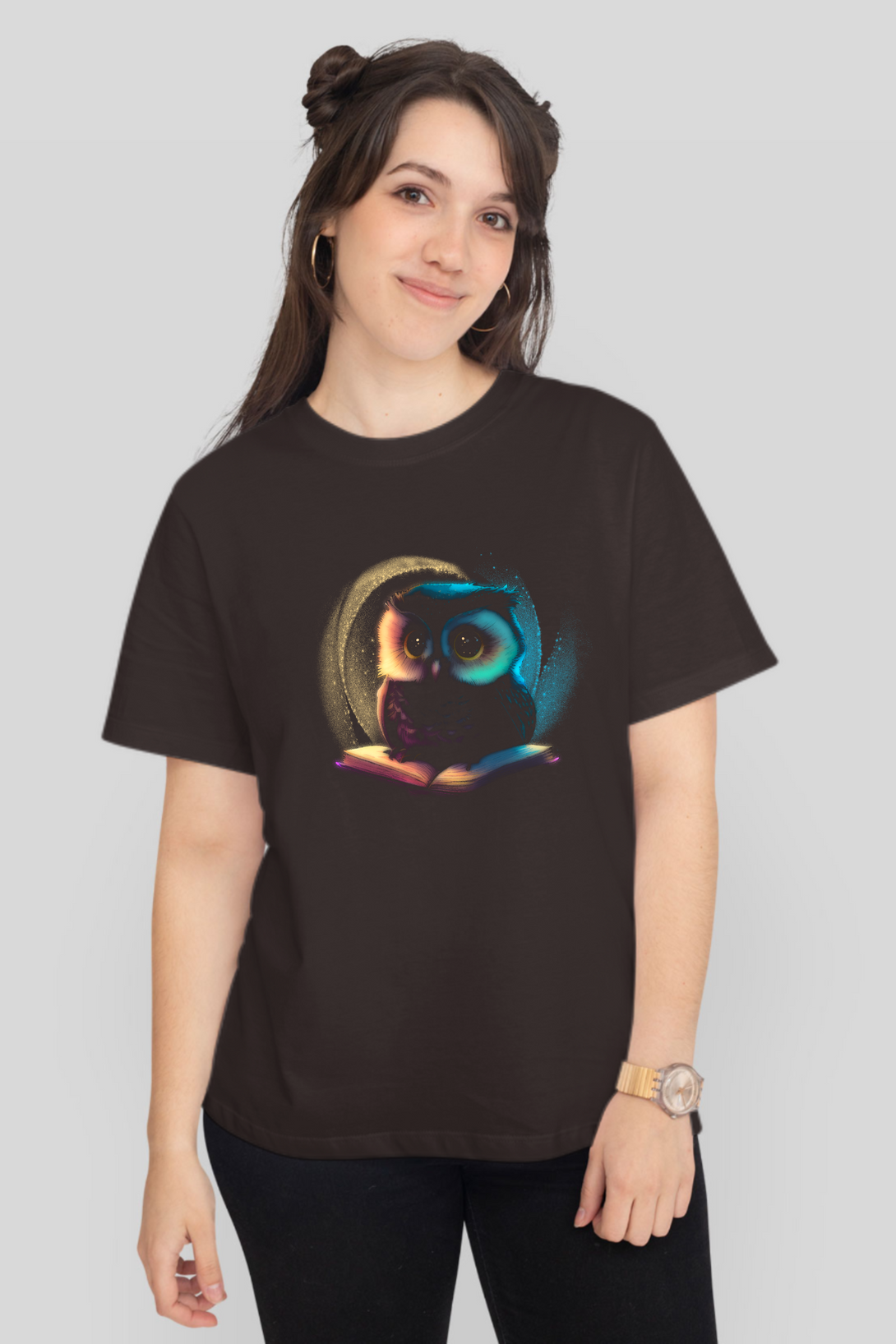Cute Owl Printed T-Shirt For Women - WowWaves - 9