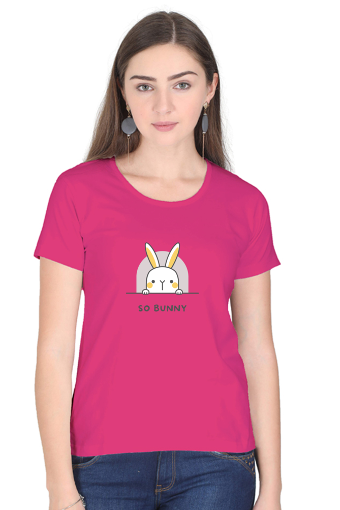 Cute Bunny Printed Scoop Neck T-Shirt For Women - WowWaves - 3