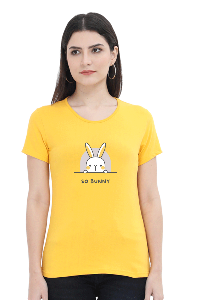 Cute Bunny Printed Scoop Neck T-Shirt For Women - WowWaves - 4
