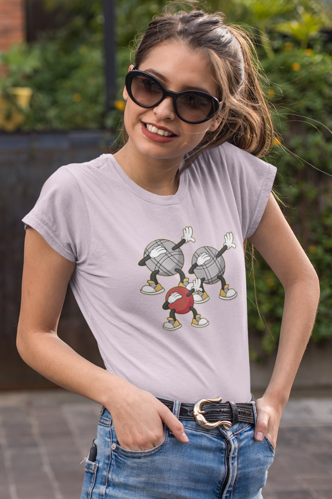 Dabbing Boules Printed T-Shirt For Women - WowWaves - 4