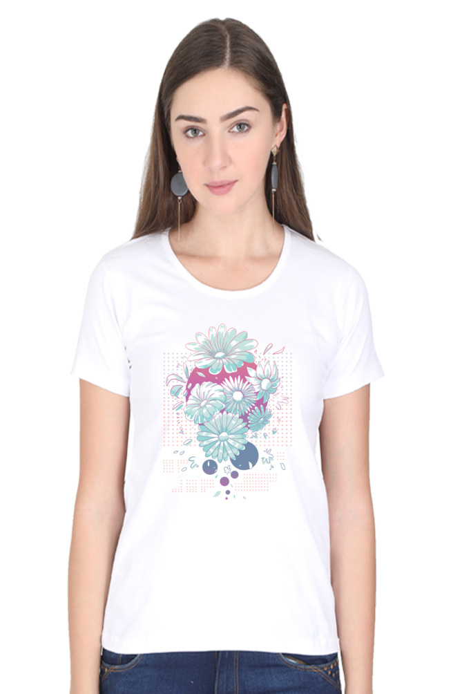 Daisy Dreams Printed Scoop Neck T-Shirt For Women - WowWaves - 6