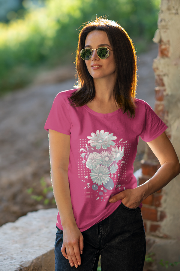 Daisy Dreams Printed Scoop Neck T-Shirt For Women - WowWaves