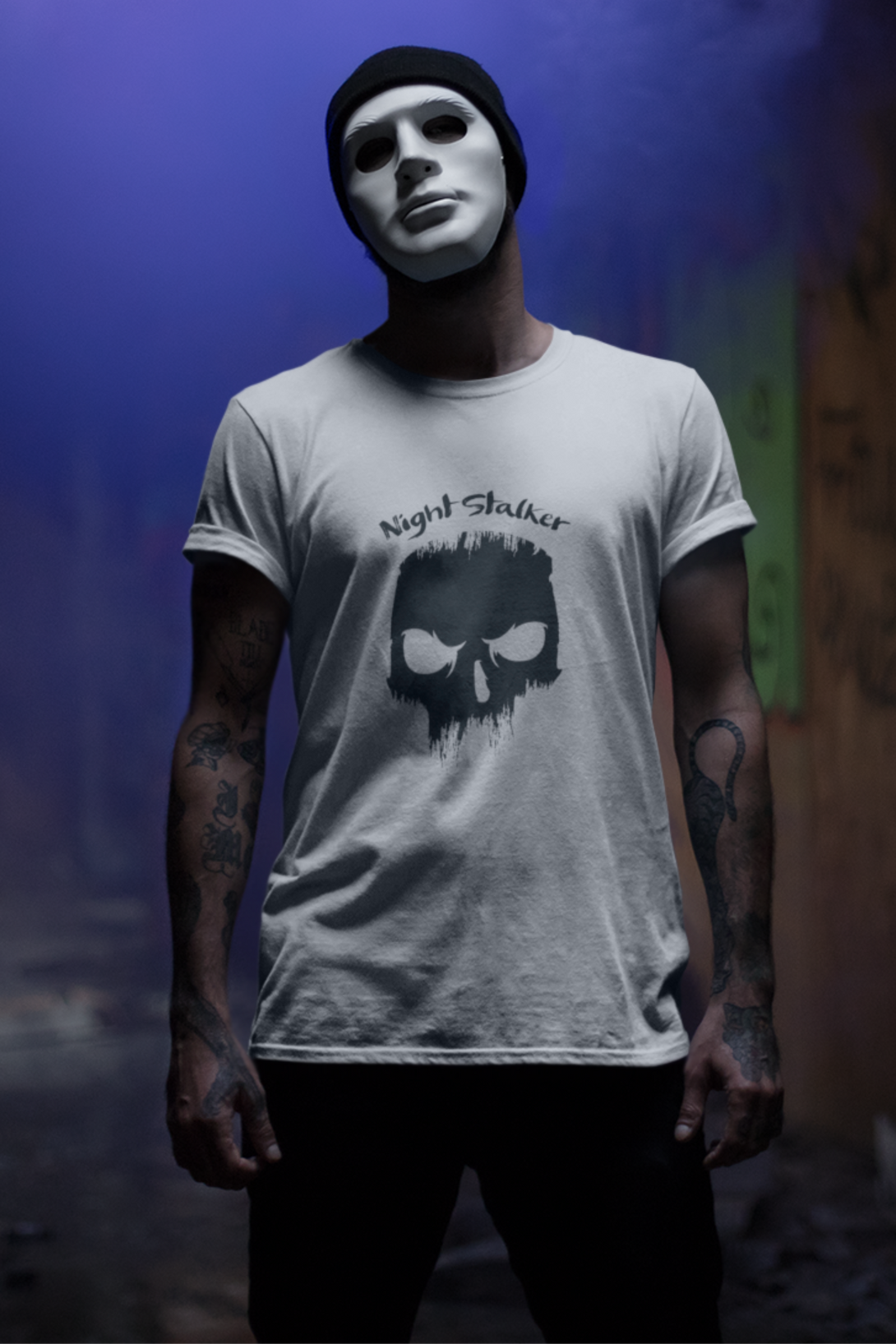 Dark Skull Night Stalker Printed T Shirt For Men - WowWaves - 6