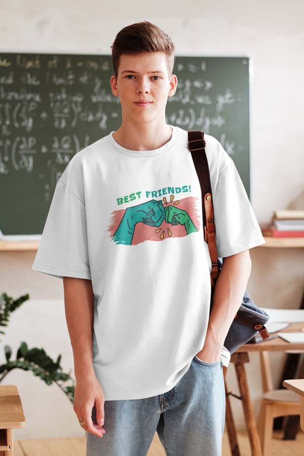 Dino Pals Printed Oversized T-Shirt For Men - WowWaves