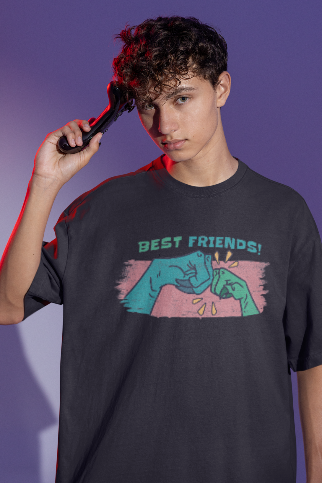 Dino Pals Printed Oversized T-Shirt For Men - WowWaves - 4