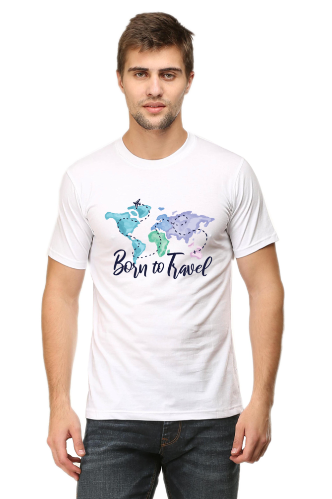 Born To Travel White Printed T-Shirt For Men - WowWaves - 7