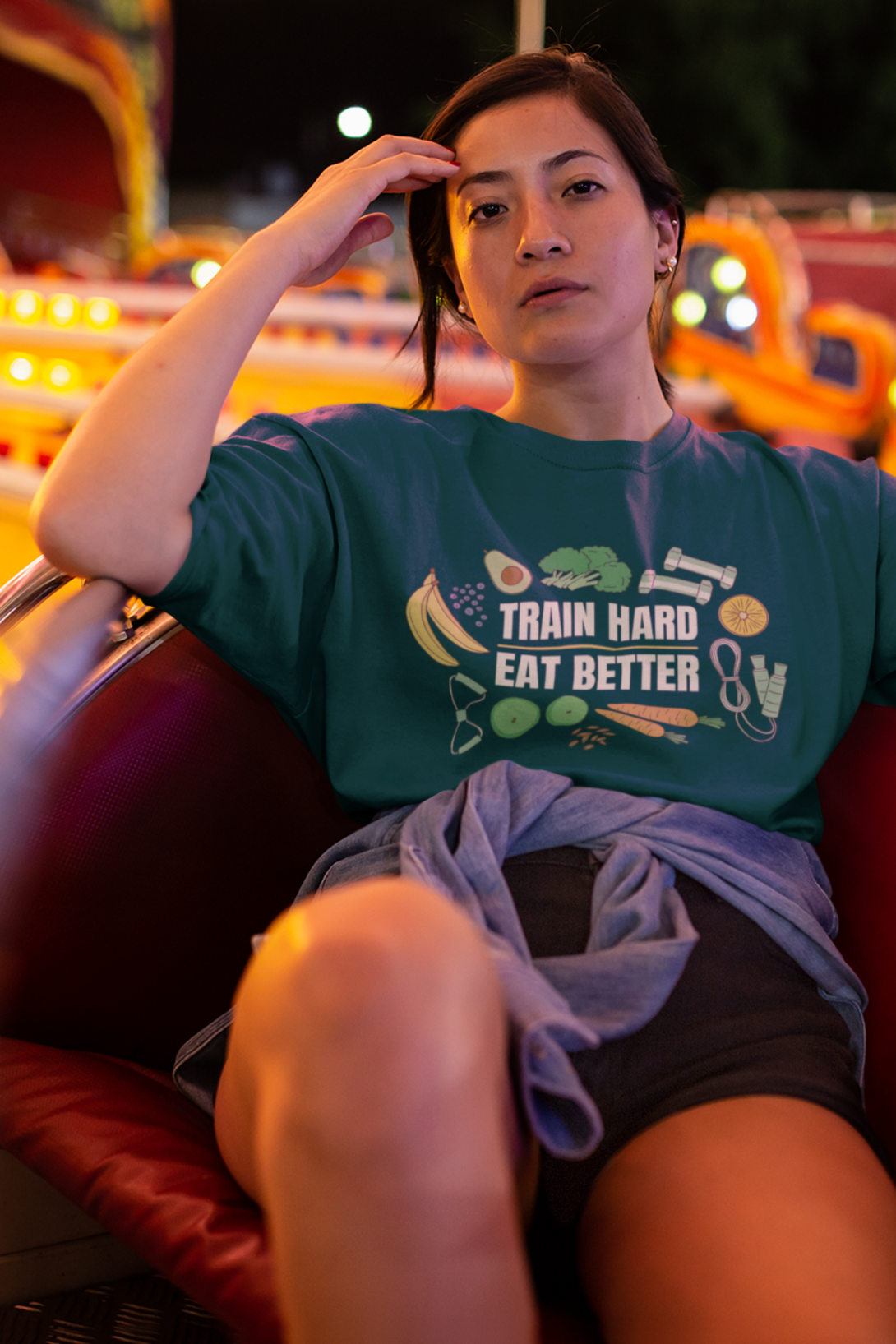 Train Hard, Eat Better Printed Oversized T-Shirt For Women - WowWaves - 4
