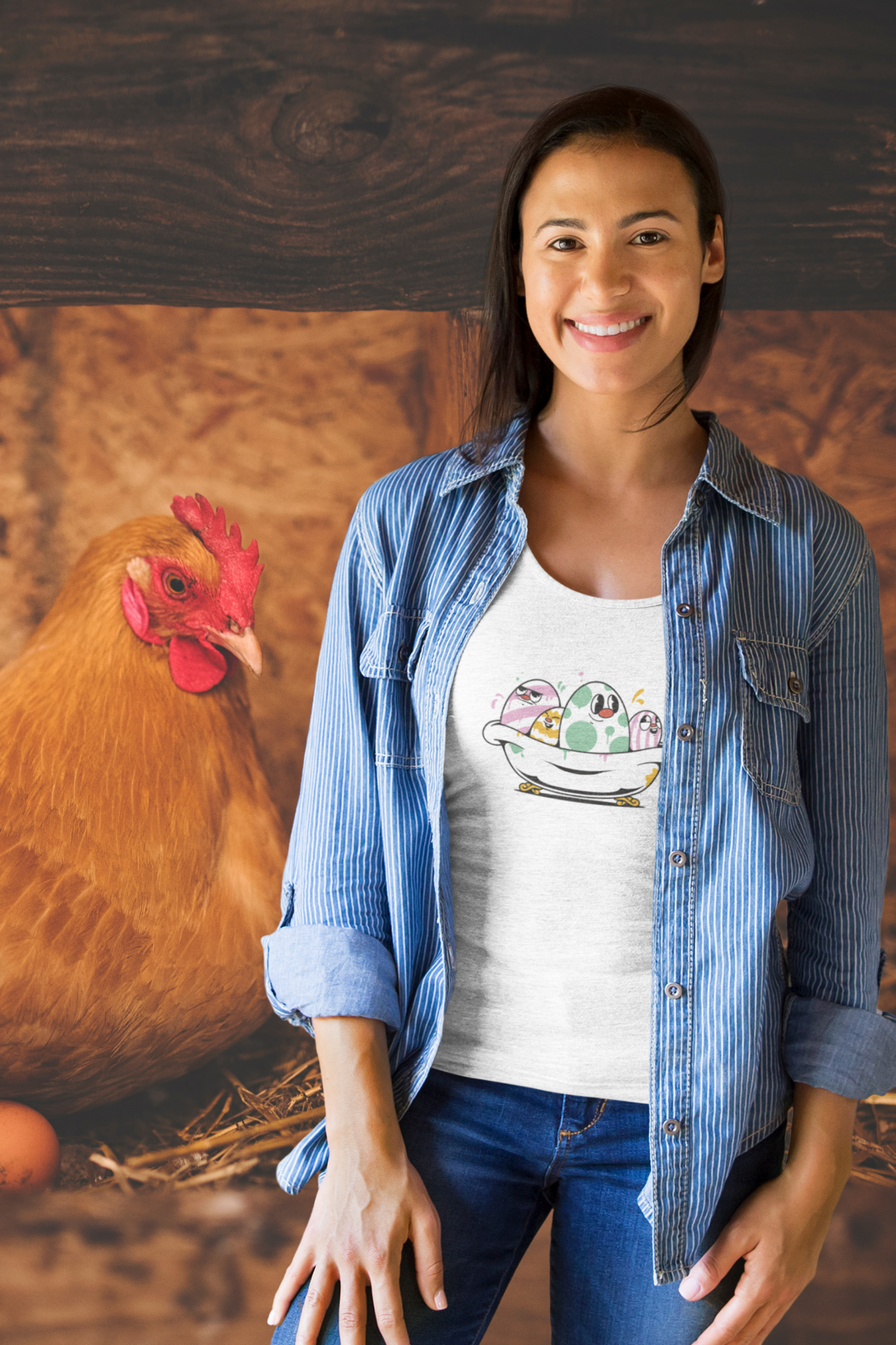 Eggcellent Bathtub Printed Scoop Neck T-Shirt For Women - WowWaves - 6